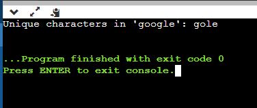 uniquecharactersoutput